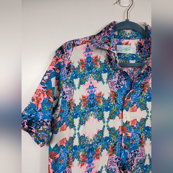 Seaplane Shirt Mens Size XS Geometric Psychedelic All Over Print Button Front - Picture 5 of 10
